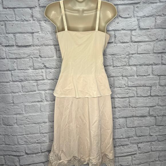 Vintage Shadowline Half Slip Camisole Set Pillow Tab Beige Size 32/S Lace - Picture 7 of 10